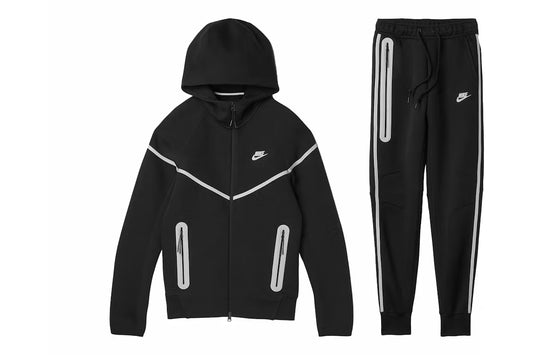 Nike Sportswear Tech Fleece Full Zip Hoodie & Joggers Set - Black Bemis Silver