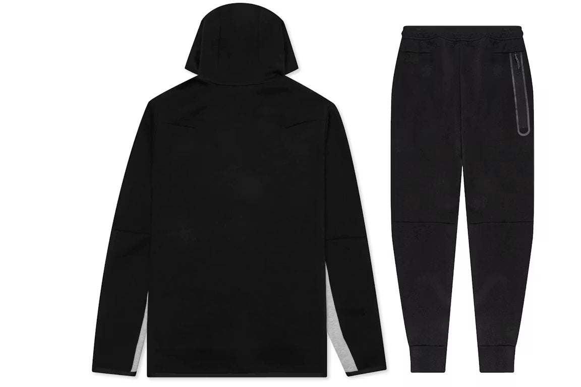 Nike Sportswear Tech Fleece Full Zip Hoodie & Joggers Set - Black Dark Grey Heather White
