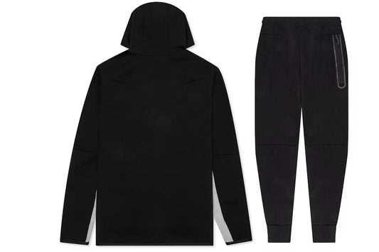 Nike Sportswear Tech Fleece Full Zip Hoodie & Joggers Set - Black Dark Grey Heather White