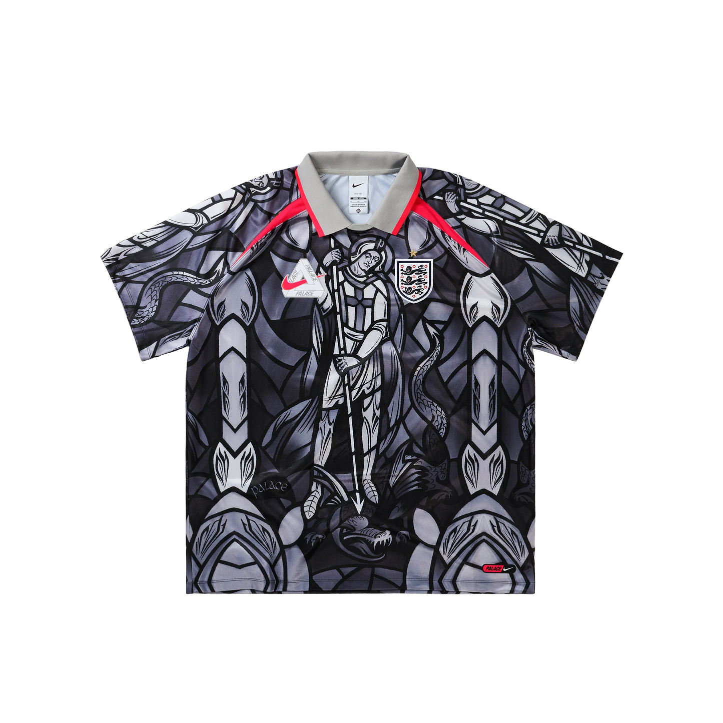 Palace x Nike England Dri-FIT Football Jersey Pewter Grey/Bright Crimson