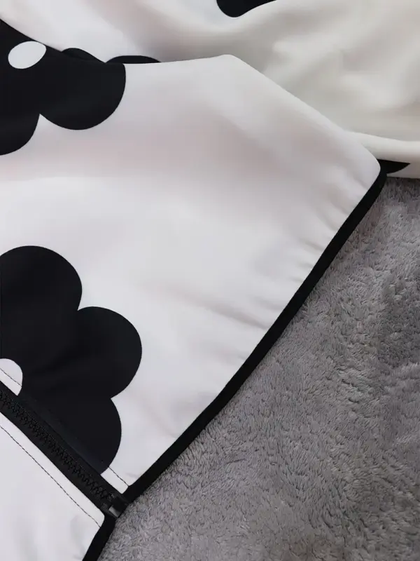 Black and White Color Block Plus Size Short Jacket For Women - Image 3