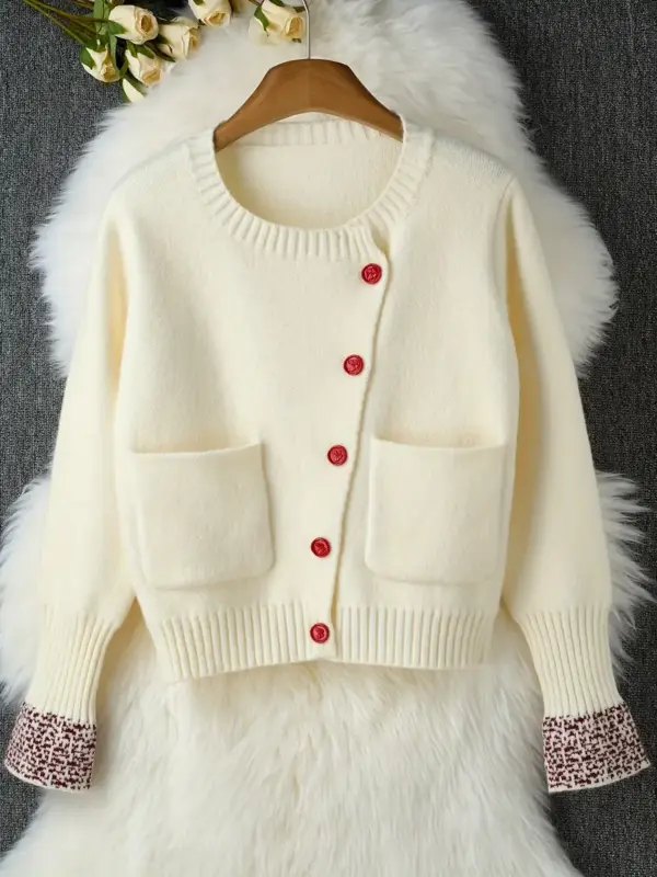 A White Sophisticated Sweater Cardigan for Women - Image 6