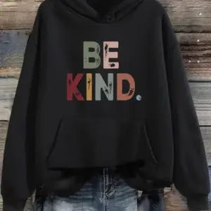 Be Kind Print Kangaroo Pocket Hoodie