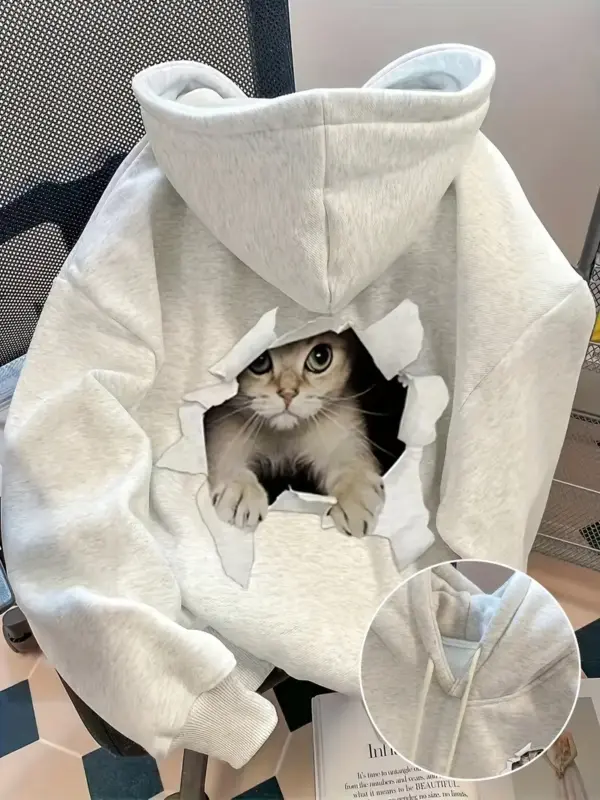 Cat Print Hoodie