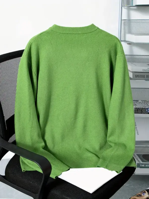 Men's Casual Knit Cardigan Sweater in Green Color - Image 7