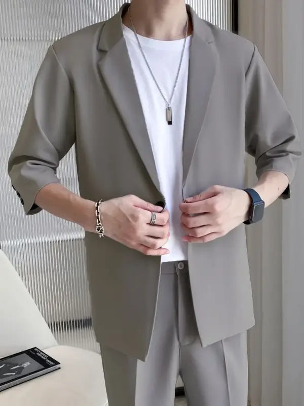 Men's Casual Three Quarter Length Sleeve Blazer - Image 6