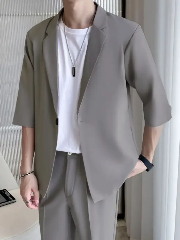 Men's Casual Three Quarter Length Sleeve Blazer - Image 3