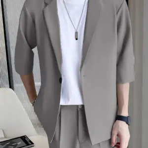 Men's Casual Three Quarter Length Sleeve Blazer