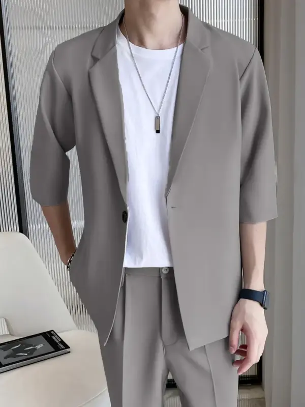 Men's Casual Three Quarter Length Sleeve Blazer
