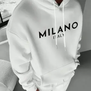 Men's Cozy Pullover Sweatshirt with Kangaroo Pocket And Letter Print