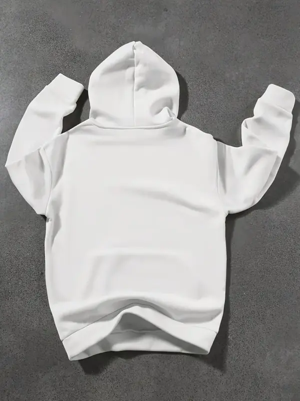 Men's Cozy Pullover Sweatshirt with Kangaroo Pocket And Letter Print - Image 5