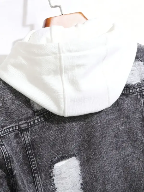 Men's Distressed Denim Jacket - Image 5