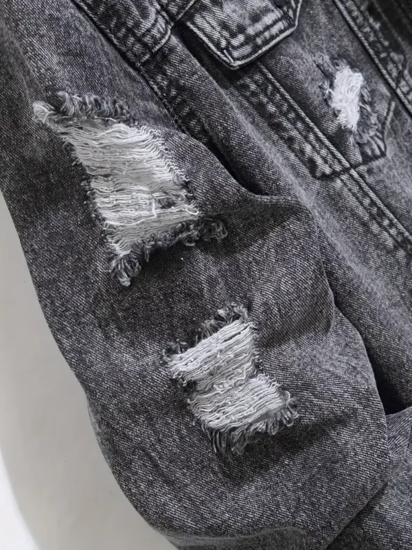 Men's Distressed Denim Jacket - Image 3