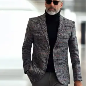 Men's Slim-Fit Lightweight Striped Single-Breasted Blazer