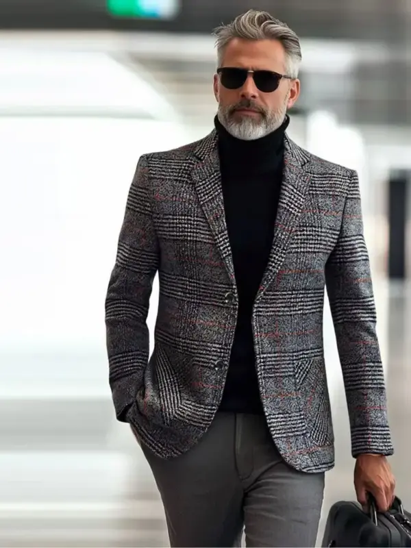 Men's Slim-Fit Lightweight Striped Single-Breasted Blazer