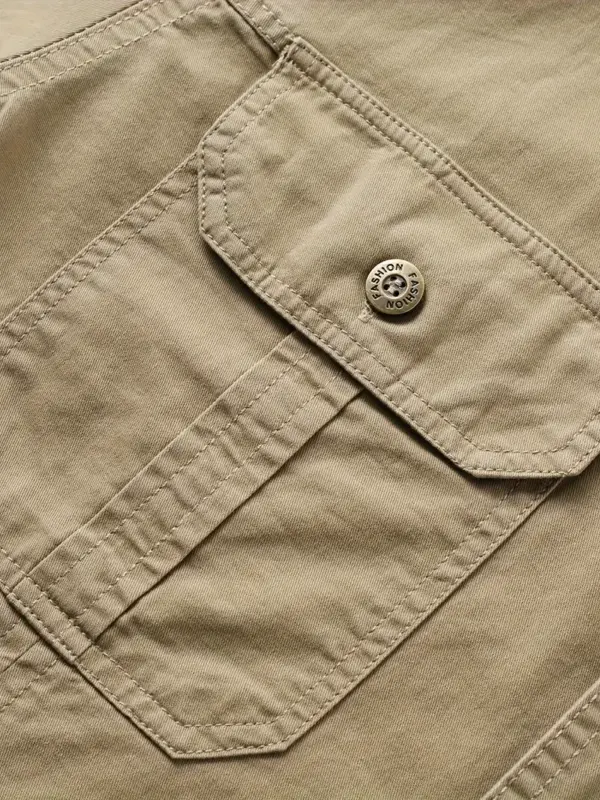 Men's Solid Long Sleeve Cargo Shirt - Image 3
