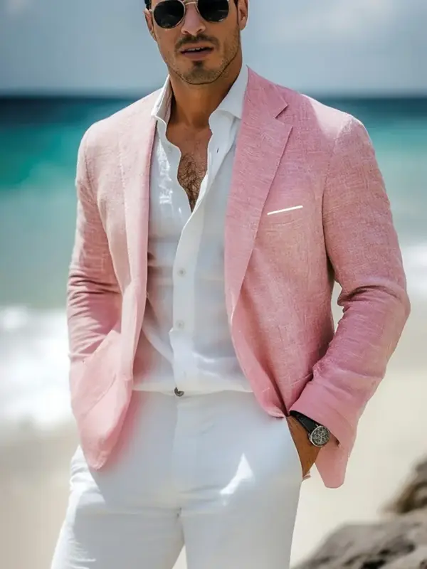 Men's Stylish Blazer with Lapel Collar - Image 7