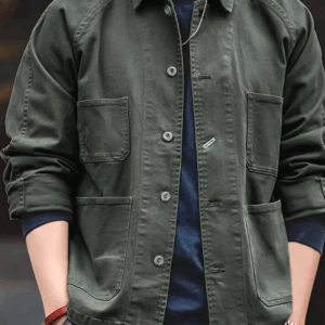 Men's Vintage Jacket Loose Fit with Multiple Pockets