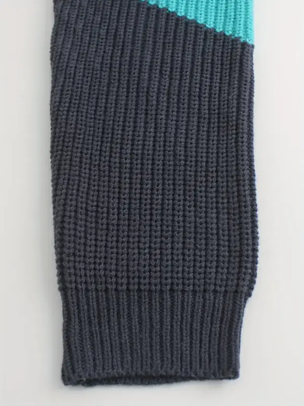 Unisex Color Block Drop Shoulder Knitted Cardigan - Image 7