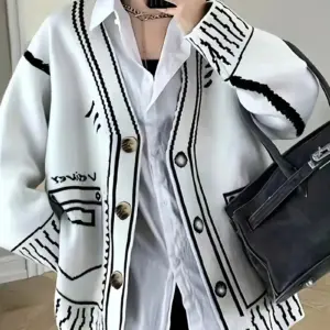 Unisex Oversized Fashion Graffiti Pattern Cardigan