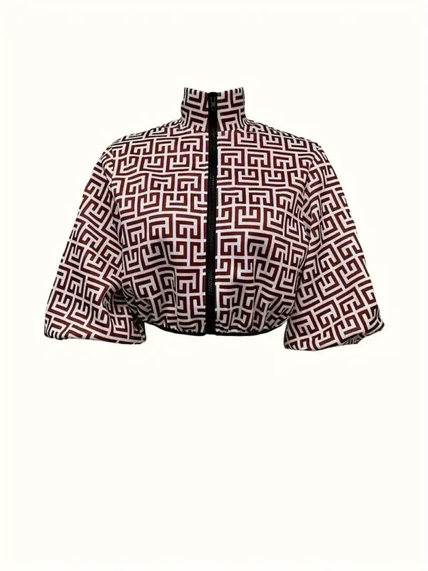 Women's Bold Short Jacket in Geometry Pattern - Image 3