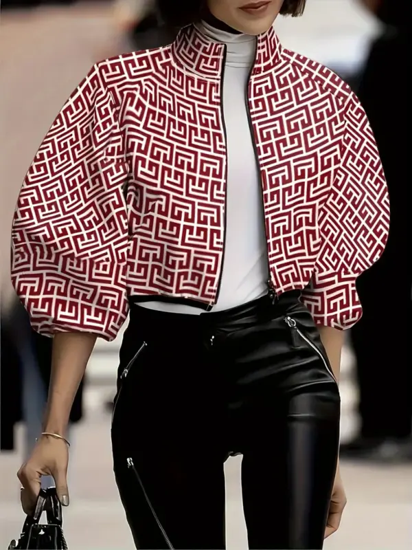 Women's Bold Short Jacket in Geometry Pattern