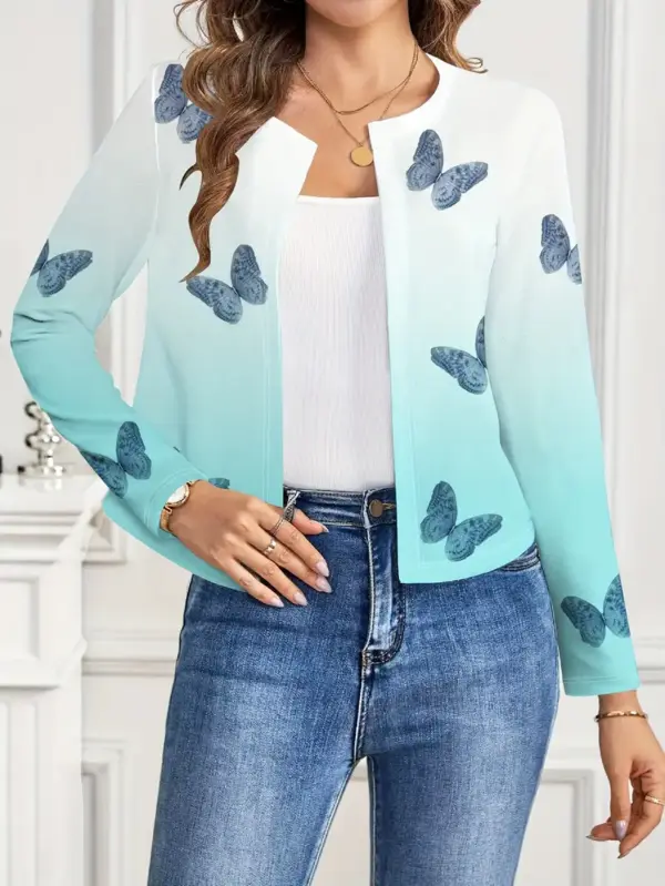 Women's Casual Butterfly Print Cardigan - Image 5
