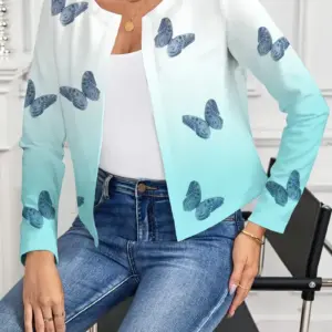 Women's Casual Butterfly Print Cardigan