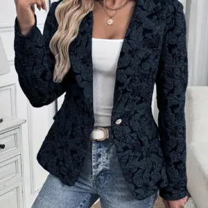 Women's Elegant Floral Jacquard Blazer