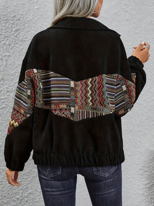 Women's Stylish Geometric Print Long Sleeve Casual Jacket - Image 4