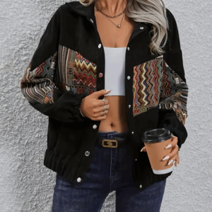 Women's Stylish Geometric Print Long Sleeve Casual Jacket